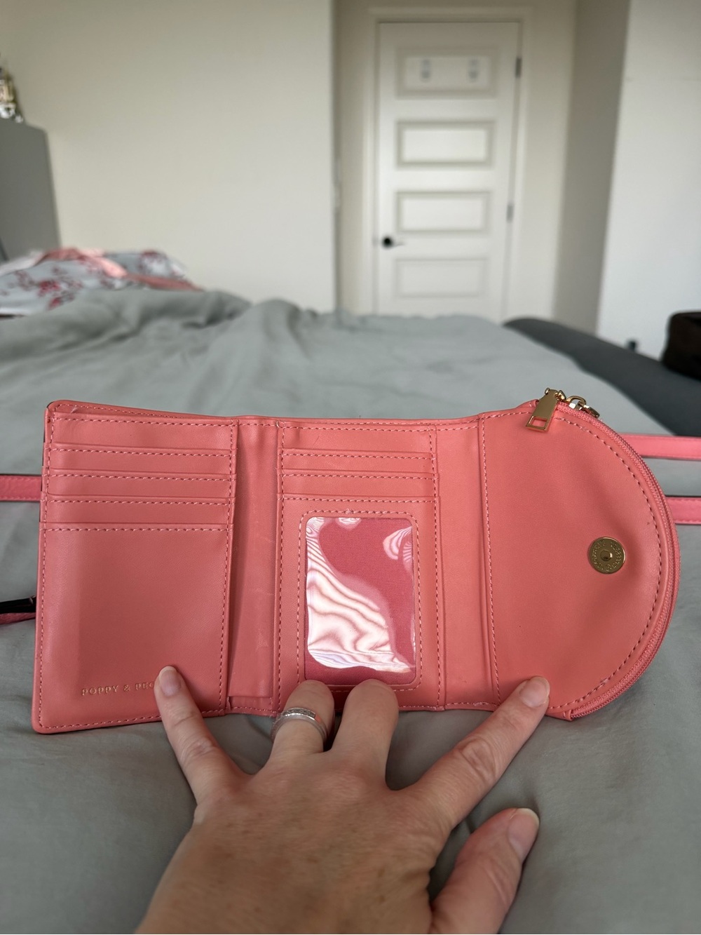 Poppy & Peonies Mini Downtown in Coral with matching Margaux wallet - Picture 12 of 13